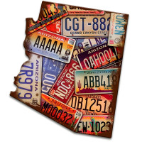 Arizona License Plates Metal Sign - 11" x 12"