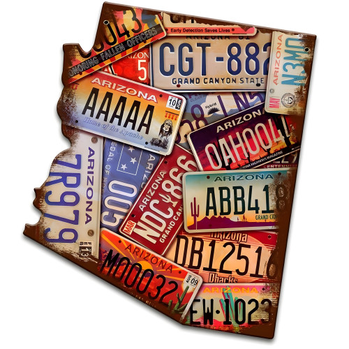 Arizona License Plates Metal Sign - 11" x 12"