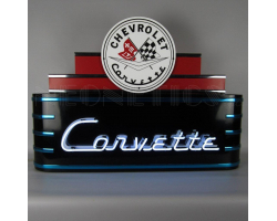 39" wide Marquee Corvette Neon Sign in Metal Can