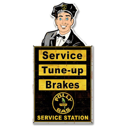 Attendant Polly Service Station Grunge Metal Sign - 22" x 10"