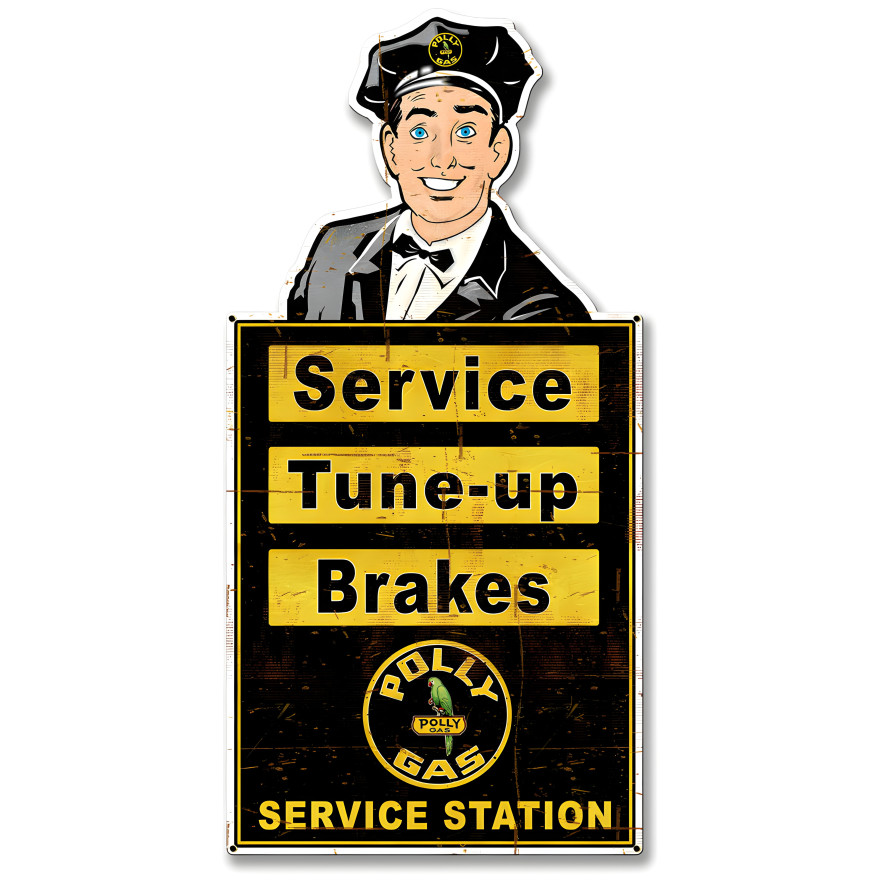 Attendant Polly Service Station Grunge Metal Sign - 22" x 10"