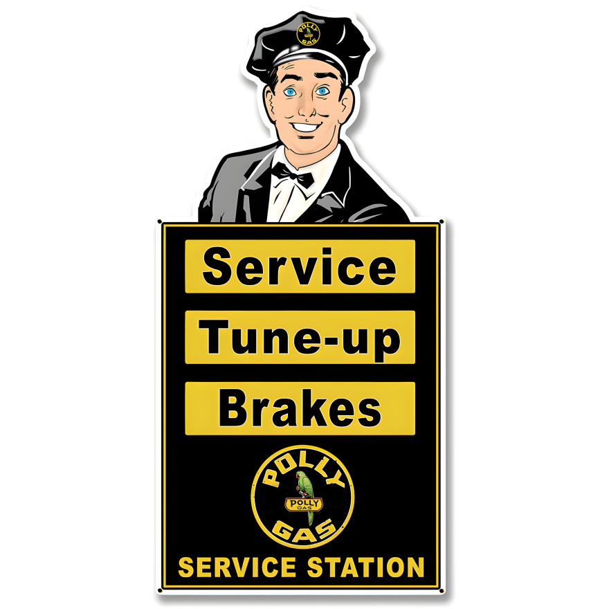 Attendant Polly Service Station Metal Sign - 22" x 10"
