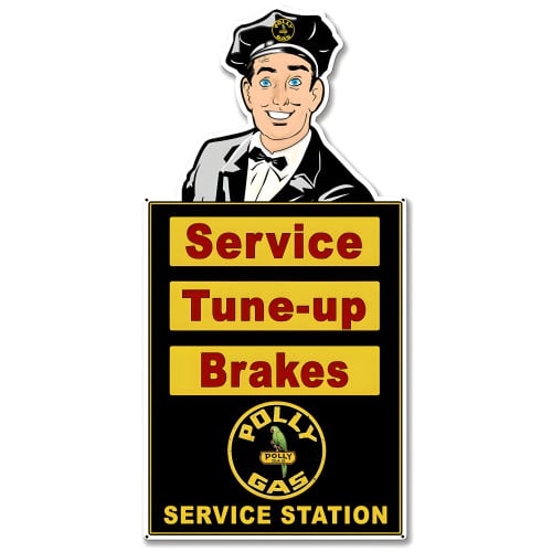 Attendant Polly Service Station Metal Sign - 30" x 14"