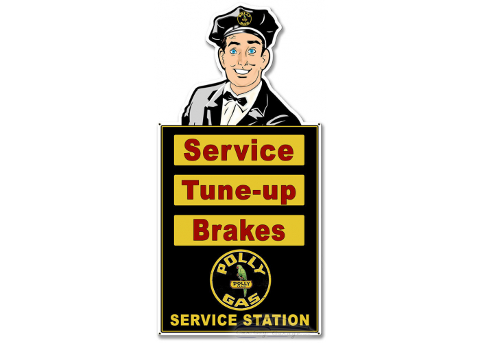 Attendant Polly Service Station Metal Sign - 30" x 14"