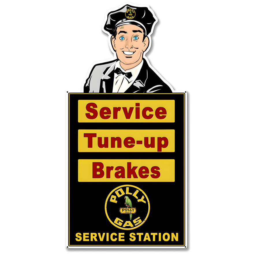 Attendant Polly Service Station Metal Sign - 30" x 14"