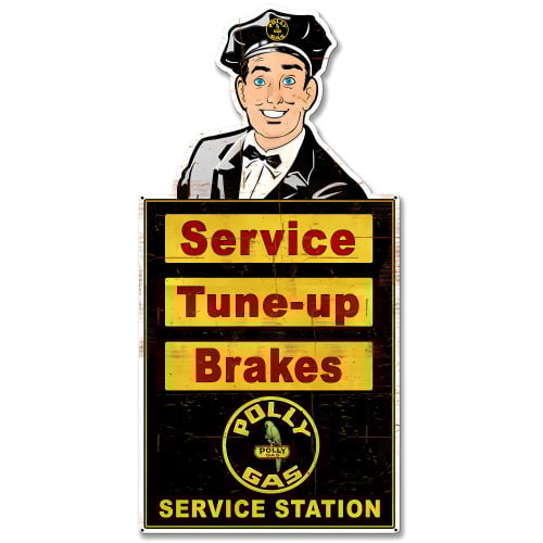 Attendant Polly Service Station Metal Sign - 30" x 14"