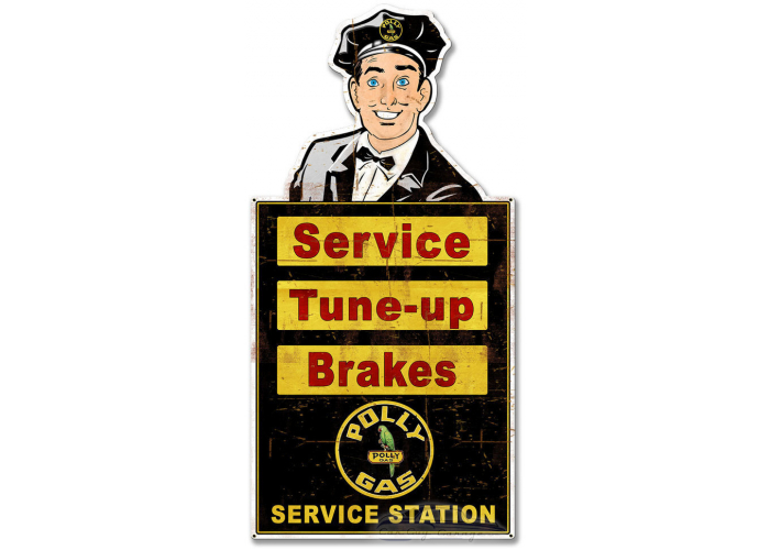 Attendant Polly Service Station Metal Sign - 30" x 14"