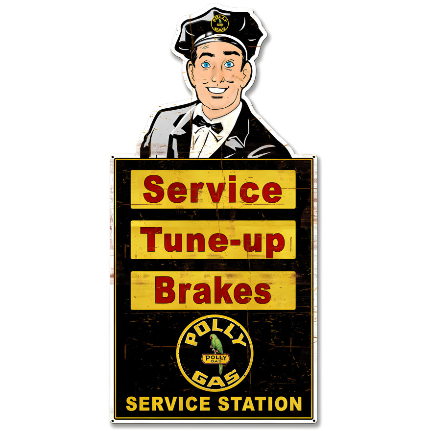 Attendant Polly Service Station Metal Sign - 30" x 14"