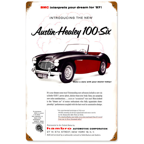 Austin Healey Vintage Metal Sign - 12" x 18"