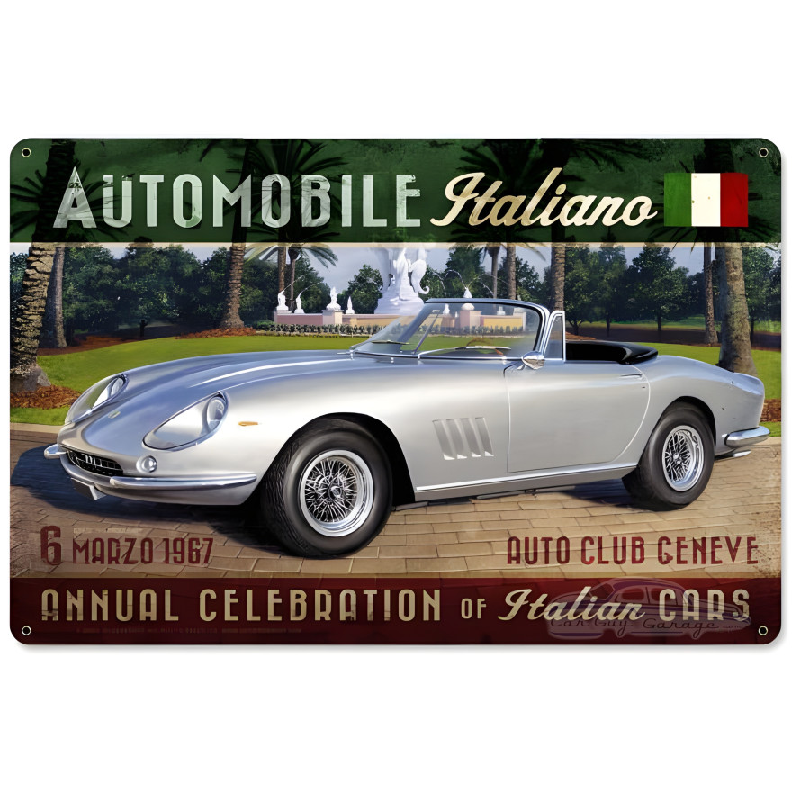 Automobile Italiano Metal Sign - 18" x 12"