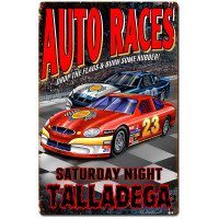 Auto Races Metal Sign - 24" x 16"