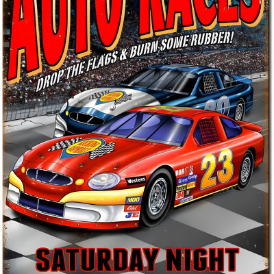 Auto World Racing Signs Vintage Auto Races Metal Sign - 20