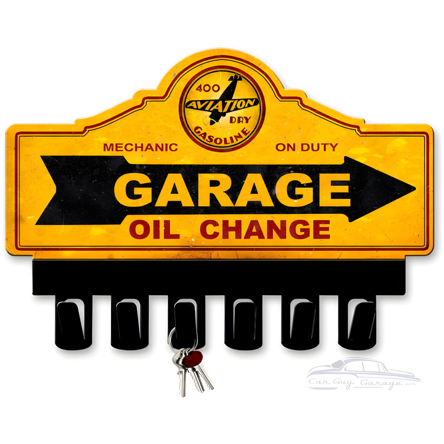 400 Aviation Dry Gasoline Key Hanger Metal Sign - 14" x 10"