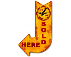 400 Aviation Dry Sold Here Arrow Metal Sign - 15" x 24"