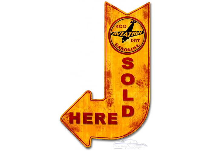 400 Aviation Dry Sold Here Arrow Metal Sign