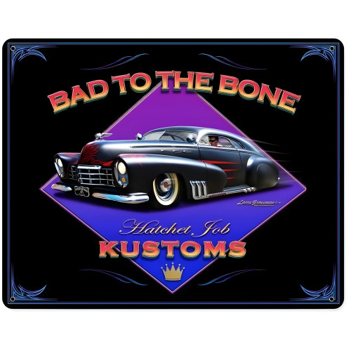 Bad to the Bone Metal Sign - 15" x 12"
