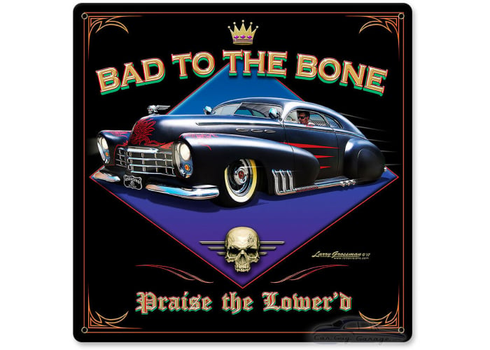 Bad to the Bone Metal Sign - 12" x 12"