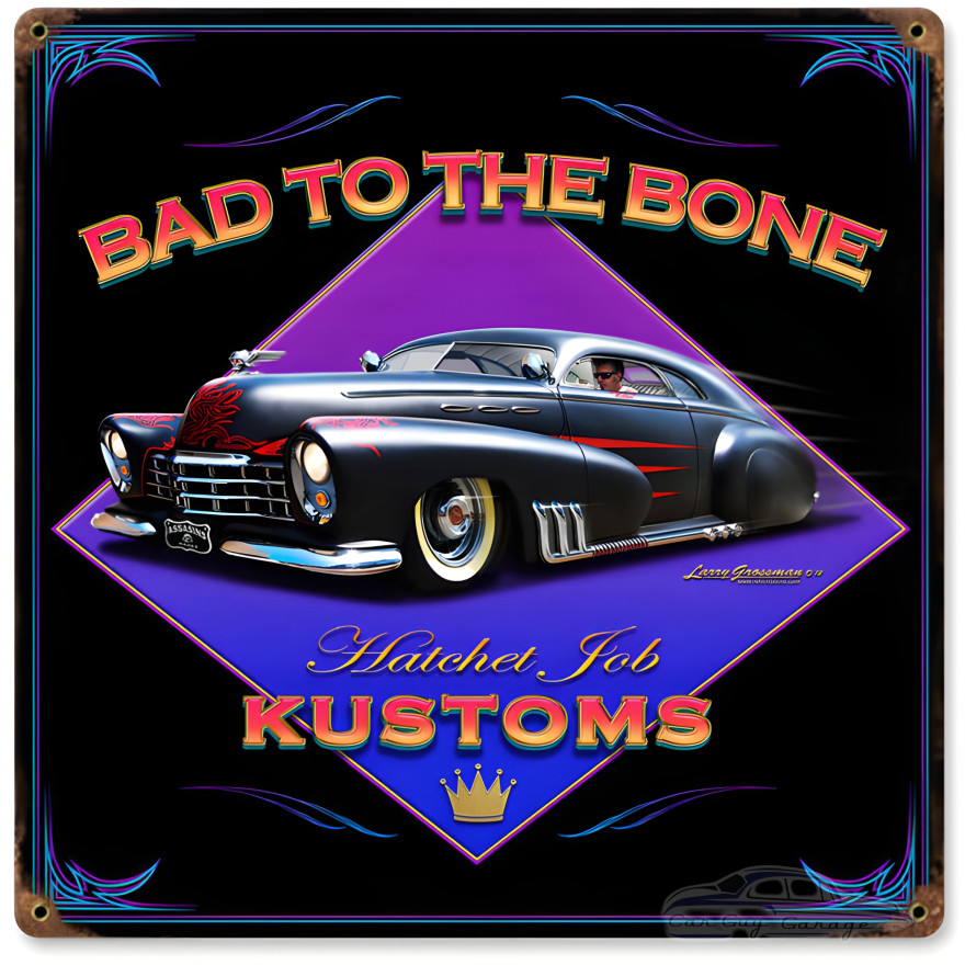 Bad to the Bone Metal Sign - 12" x 12"