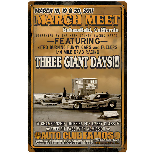 Bakers Field March Meet 2011 Metal Sign - 12" x 18"