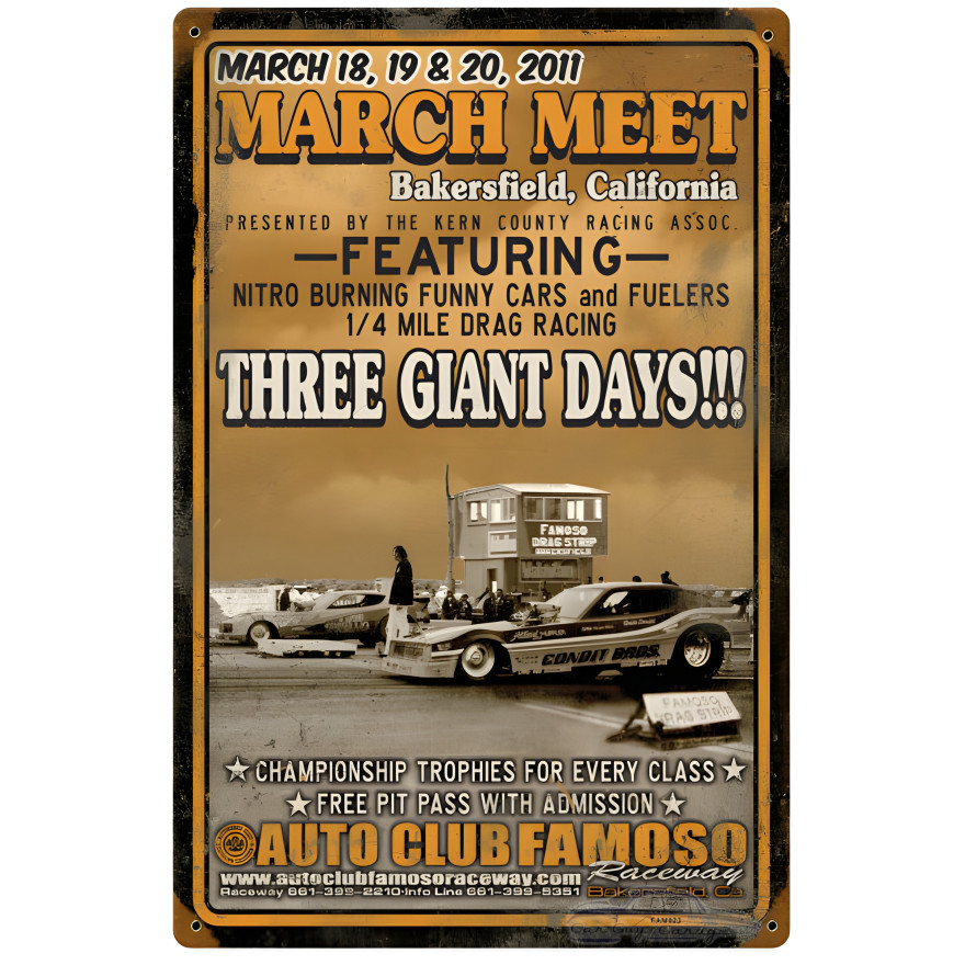Bakers Field March Meet 2011 Metal Sign - 12" x 18"
