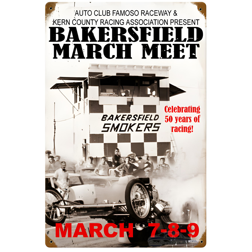 Bakersfield March Meet 2008 Metal Sign - 12" x 18"