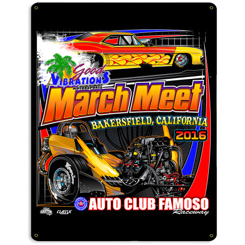 Bakersfield March Meet 2016 Metal Sign - 15" x 12"