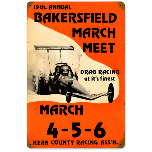 Bakersfield 19th March Meet Metal Sign - 18" x 12"