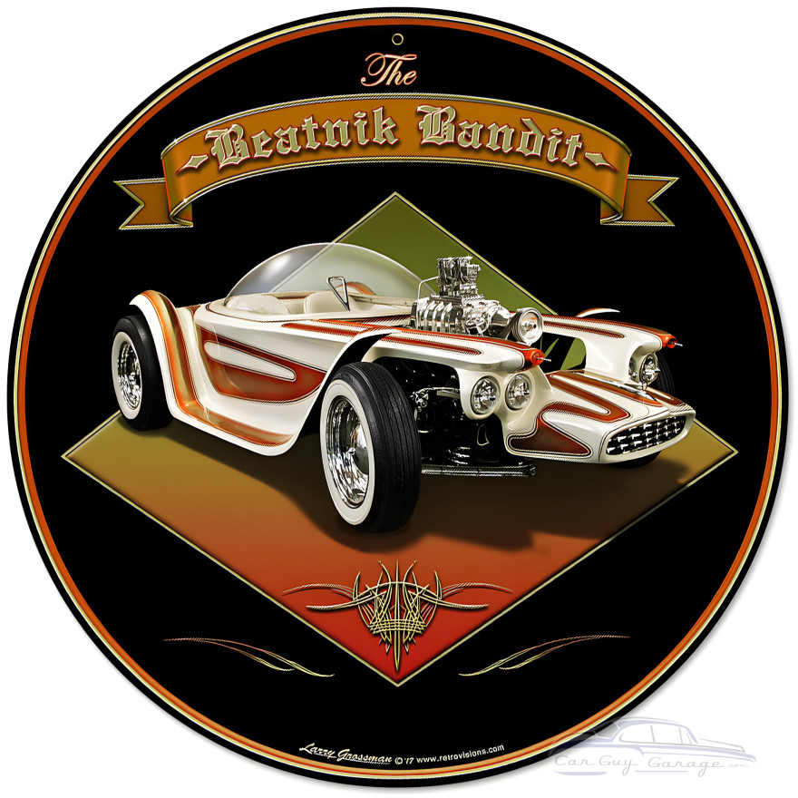1961 Beatnik Bandit Metal Sign - 14" Round