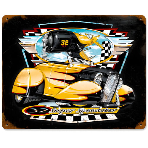 Bee Gee Roadster Metal Sign - 14" x 11"