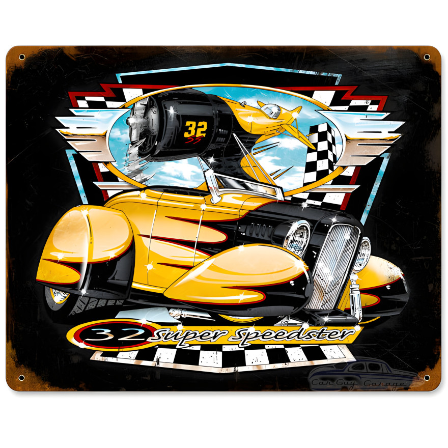 Bee Gee Roadster Metal Sign - 14" x 11"