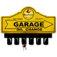 Beeline Gasoline Key Hanger Metal Sign - 14" x 10"