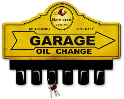 Beeline Gasoline Key Hanger Metal Sign - 14" x 10"