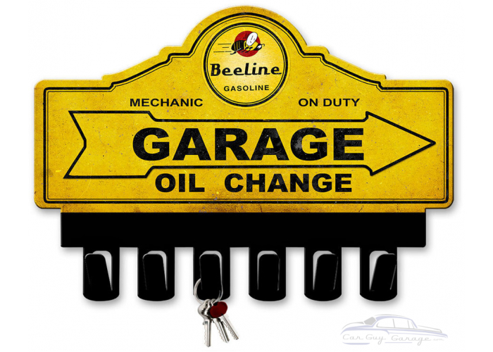 Beeline Gasoline Key Hanger Metal Sign - 14" x 10"