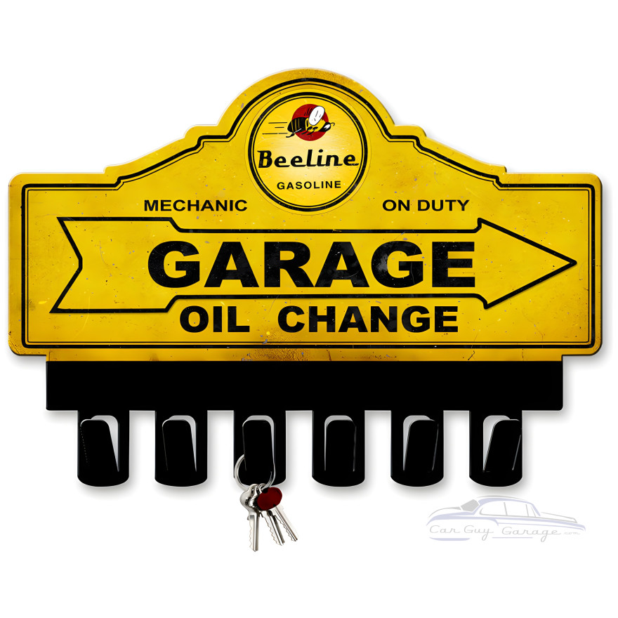 Beeline Gasoline Key Hanger Metal Sign - 14" x 10"