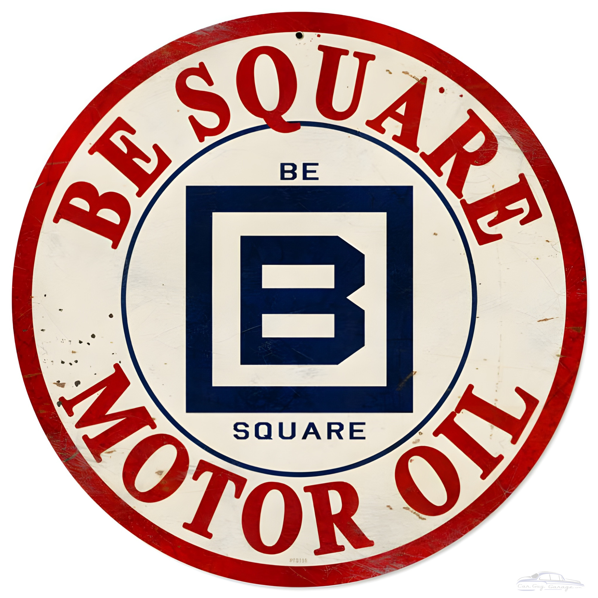 Sequre Sign Be Square Vintage Gasoline Sign - 14 Inch Round