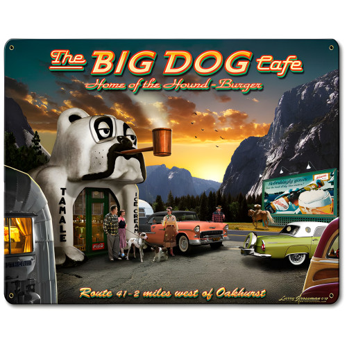Big Dog Cafe Metal Sign - 12" x 15"