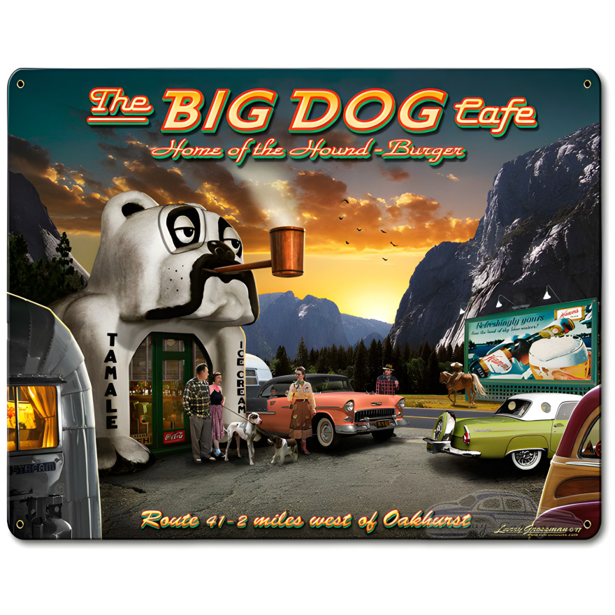 Big Dog Cafe Metal Sign - 12" x 15"