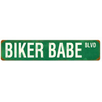 Biker Babe Blvd Metal Sign - 6" x 28"