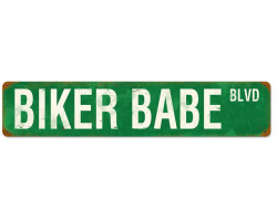 Biker Babe Blvd Metal Sign - 6" x 28"