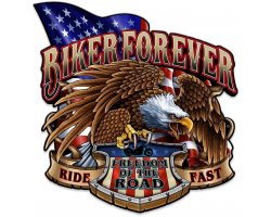 Biker Forever Eagle Metal Sign - 18" x 18"