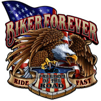 Biker Forever Eagle Metal Sign - 24" x 24"