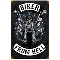 Biker from Hell Metal Sign - 12" x 18"