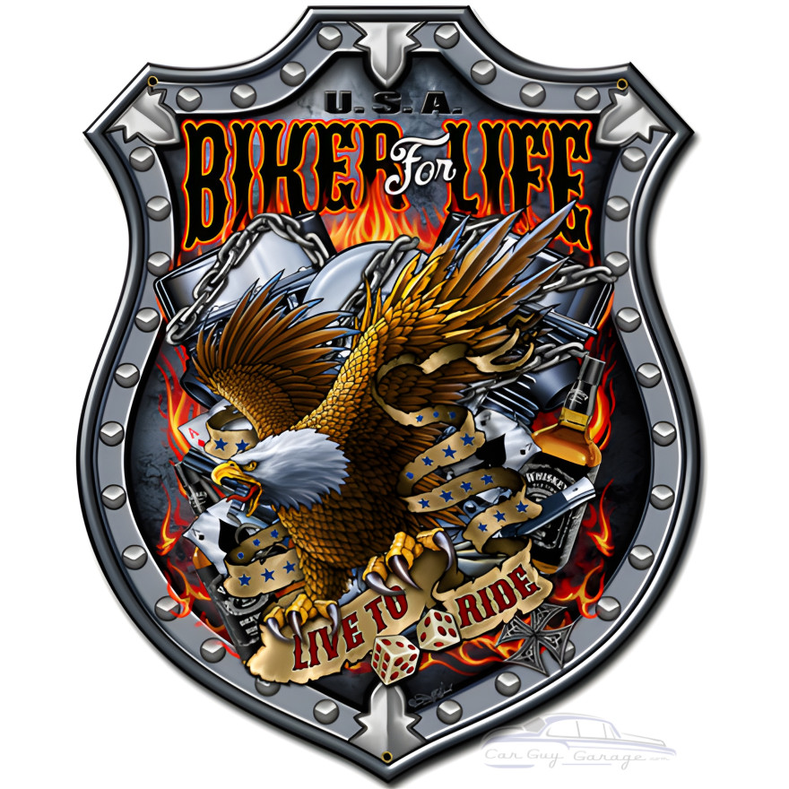Bikers for Life Metal Sign - 18" x 24"
