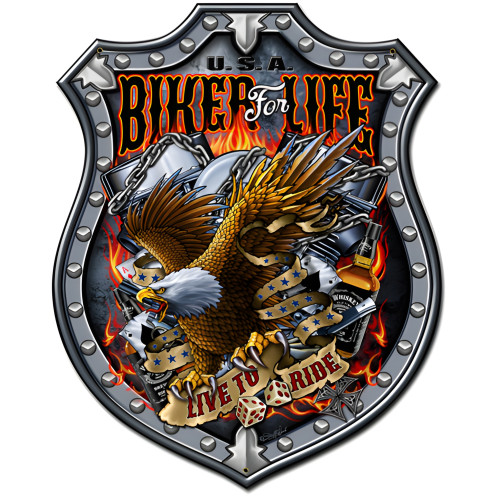 Bikers for Life Metal Sign - 24" x 30"