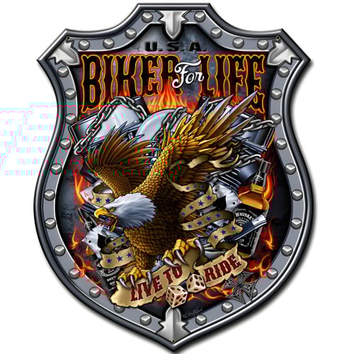 Bikers for Life Metal Sign - 14" x 18"