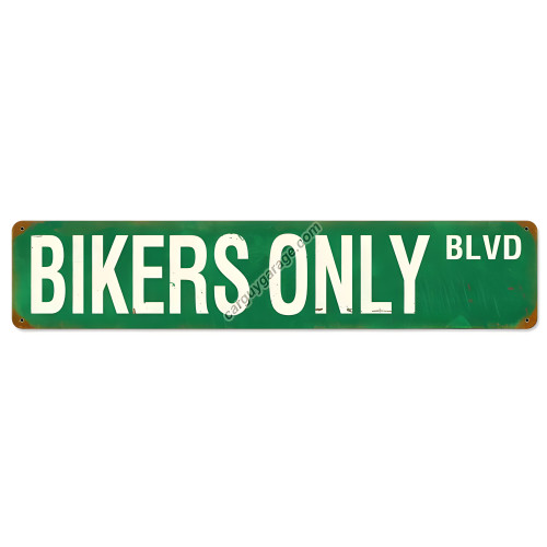 Bikers Only Blvd Metal Sign - 6" x 28"