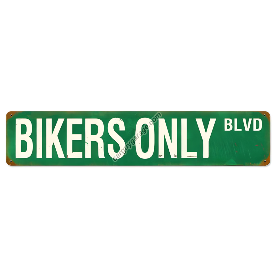 Bikers Only Blvd Metal Sign - 6" x 28"