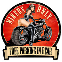 Bikers Only Metal Sign - 16" x 15"