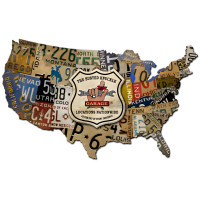Busted Knuckle USA License Plate Map Metal Sign - 35" x 21"