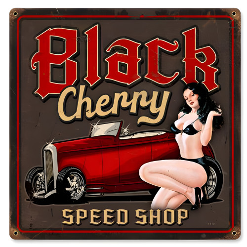 Black Cherry Metal Sign - 12" x 12"